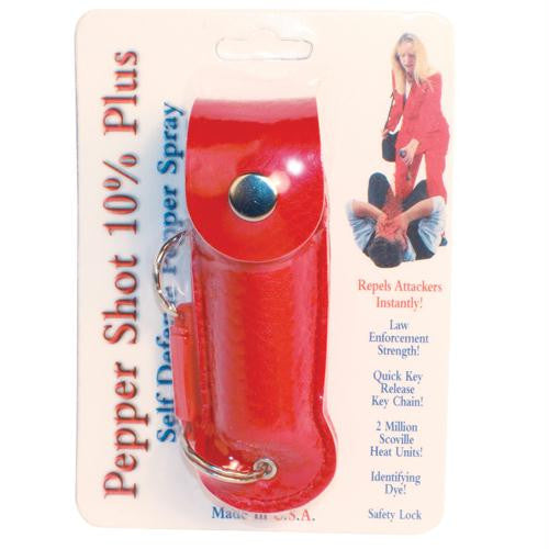 Pepper Shot 1-2 oz w-Red Leatherette Holster & Quick Key Release Key Chain