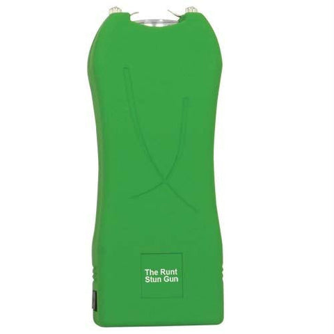 RUNT 20,000,000 volt Green Stun Gun with a flashlight and wrist strap disable pin.