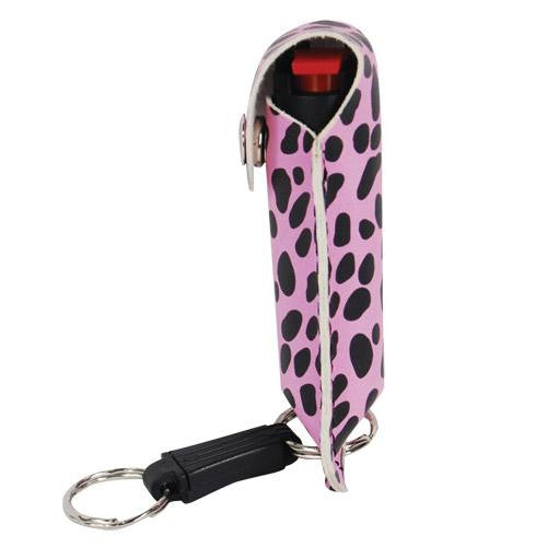 Wildfire 1-2 oz fashion leatherette holster and Quick Release Key Chain cheetah black-pink